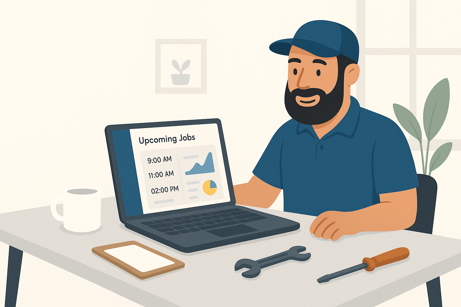 Contractor viewing upcoming jobs dashboard with scheduled appointments
